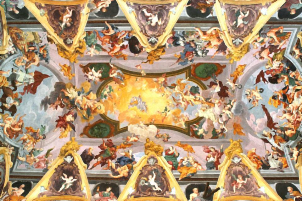 Illusionistic ceiling painting