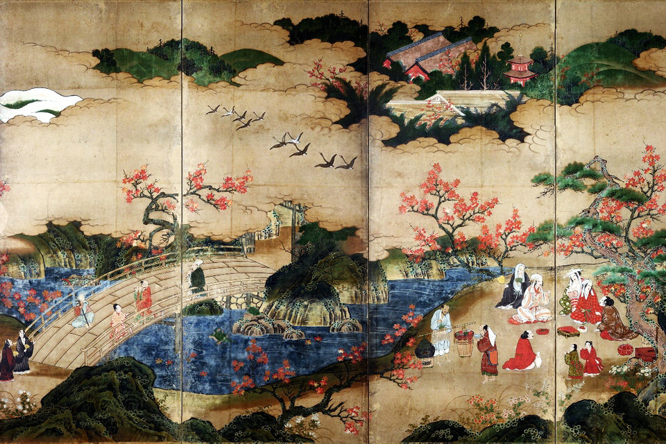 桃山-江户时代折叠屏幕绘画，东京国立博物馆
