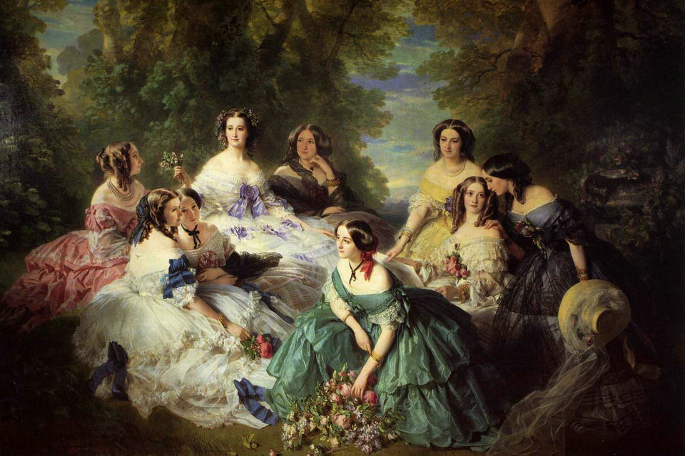 1850 년대 여성의 크리 놀린 패션