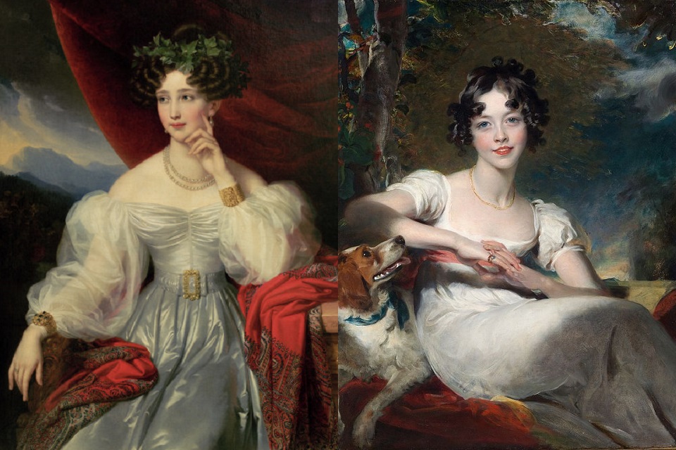 1820-1830 여성의 복원 스타일 패션