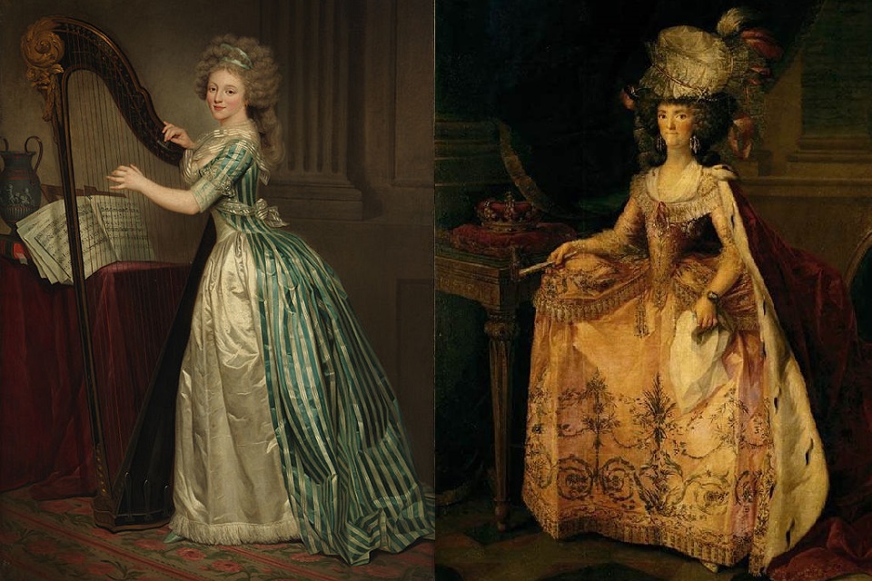 Moda neoclassica delle donne nel 1785-1795