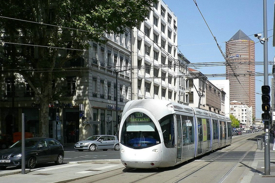 Tráfico y transporte de Lyon, Francia.