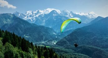 Look back of Red Bull X-Alps paragliding competition